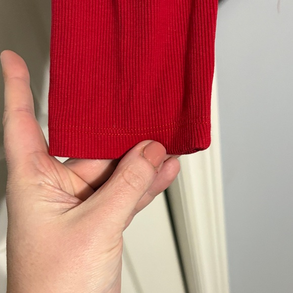 Tommy Hilfiger Red V-Neck Long Sleeve Shirt - Picture 4 of 5